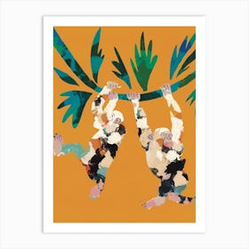Orange Monkeys Jungle Illustration Art Print
