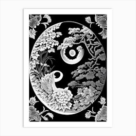 Repeat Yin and Yang 2 Linocut Art Print