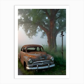 Old Car In The Fog 10 Art Print