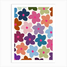 Abstract Retro Flower Colorful Art Print