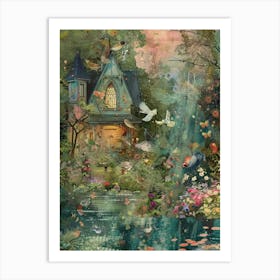 Pond Monet Fairies Scrapbook Collage 7 Art Print