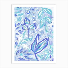 Blue Wild Nature Flowers Art Print