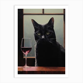 Cat With Wine Glass 3 Art Print