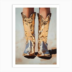 Gold Cowboy Boots Art Print