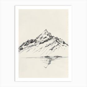 Mount Cook Usa Line Drawing 3 Art Print
