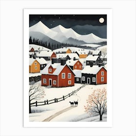 Scandinavian Village Scene Painting (17) Art Print
