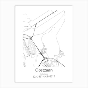 Oostzaan,Netherlands Minimalist Map Art Print