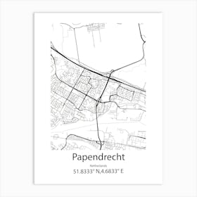 Papendrecht,Netherlands Minimalist Map Art Print