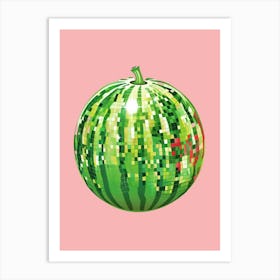 Disco Ball Watermelon Pink Art Disco Poster Trendy Aesthetic Art Food Kitchen Art Print