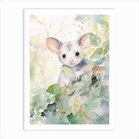 Light Watercolor Painting Of A Eucalyptus Loving Possum 4 Art Print