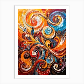 Abstract Painting Capturing The Convergence Of Diverse Human Rights And Cultures Showcasing Swirls (3) Art Print