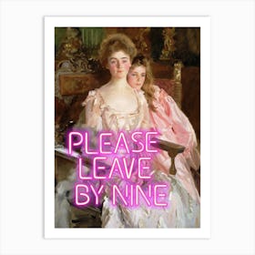 Please leave by nine vintage altered art Art Print