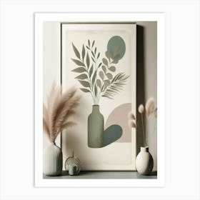 boho vase and leaf Abstract Print Art Print