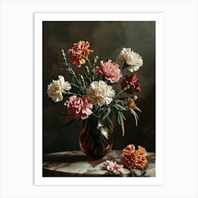 Baroque Floral Still Life Carnations 2 Art Print