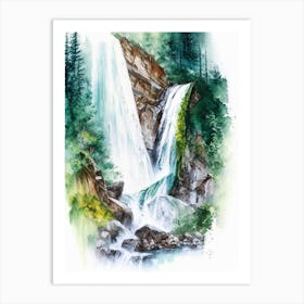 Grawa Waterfall, Austria Water Colour  (1) Art Print