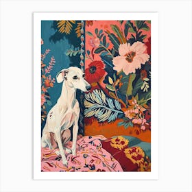 Floral Animal Painting Dog 2 Art Print