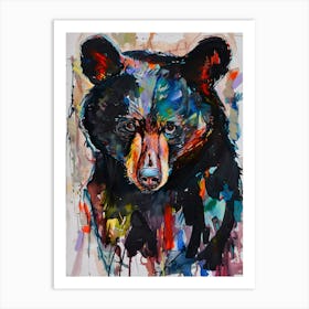 Black Bear Colourful Watercolour 4 Art Print