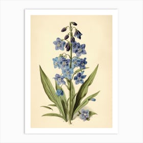 Farmhouse Flower Vintage In Blue Art Print