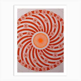 Geometric Abstract Glyph Circle Array in Tomato Red n.0041 Art Print