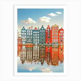 Amsterdam City Scene With Many Typical Dutch Houses Art Print