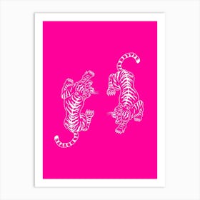 Tiger On Pink Background Art Print