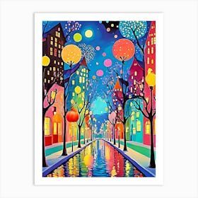 Night On The Canal Art Print