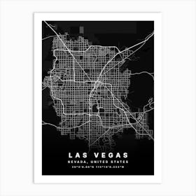 Las Vegas Nevada USA Black Map Poster