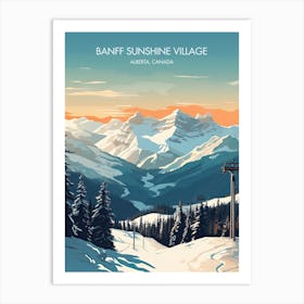 Poster Of Banff Sunshine Village   Alberta, Canada   Colorado, Usa, Ski Resort Illustration 0 Art Print