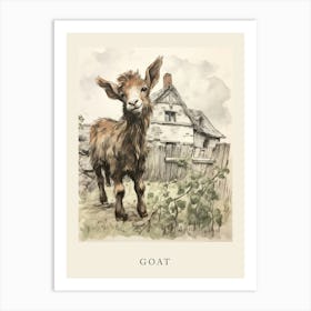 Beatrix Potter Inspired  Animal Watercolour Goat 1 Art Print