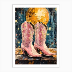 Pink Sparkly Cowgirl Boots 6 Art Print