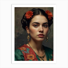 Mexican Girl With Flowers 1 Art Print