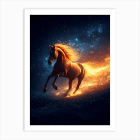 Horse Running In The Night Sky Poster