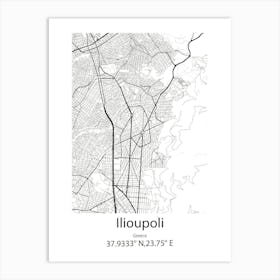 Ilioupoli,Greece Minimalist Map Art Print