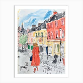 Dublin, Dreamy Storybook Illustration 2 Art Print