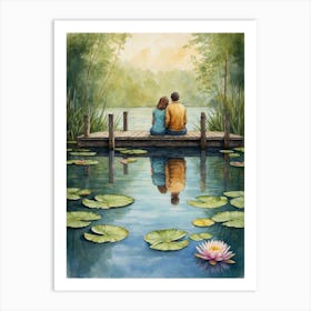 Couple On A Dock Art Print