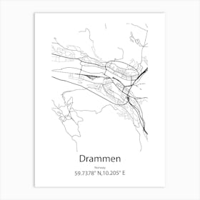 Drammen,Norway Minimalist Map Art Print