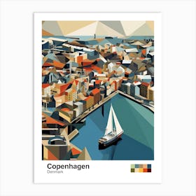 Copenhagen, Denmark, Geometric Illustration 3 Poster Art Print