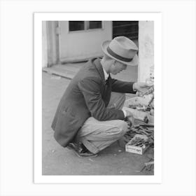 Man Looking At Wrench, Market Square, Waco, Texas By Russell Lee Art Print