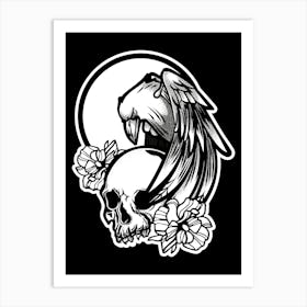 Rawen and skull Art Print