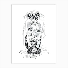 Three sleepy owls Art Print