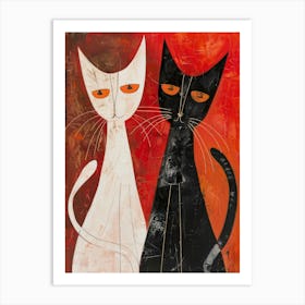 Black And White Cats 8 Art Print