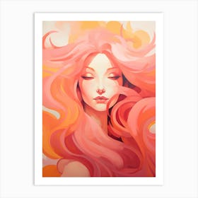 Girl With Pink Hair 4 Art Print