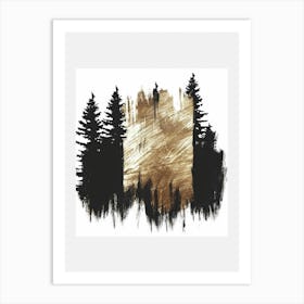 Black And Gold Forest Art Print