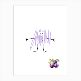 Plums.A work of art. Children's rooms. Nursery. A simple, expressive and educational artistic style. Art Print