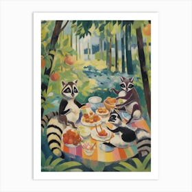Raccoon Family Picnic Matisse 1 Art Print