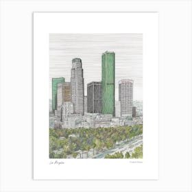 Los Angeles United States Drawing Pencil Style 2 Travel Poster Art Print