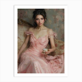 Girl In A Pink Dress Art Print