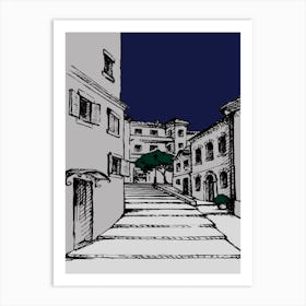 Background Street Buildings Town Art Print