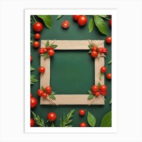 Frame With Tomatoes And Herbs Art Print