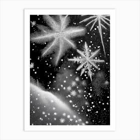 Diamond Dust, Snowflakes, Black & White 4 Art Print